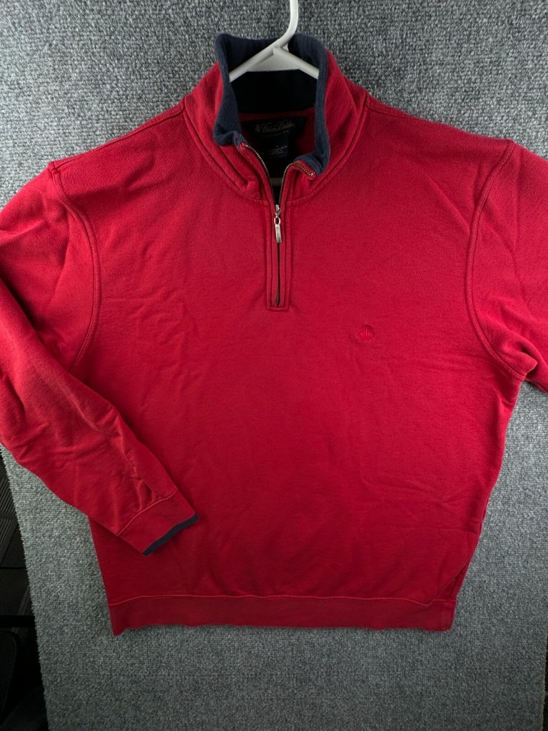 Brooks Brothers 1/4 Zip Pullover Sweater Red Xl Supima Cotton Long Sleeve Men